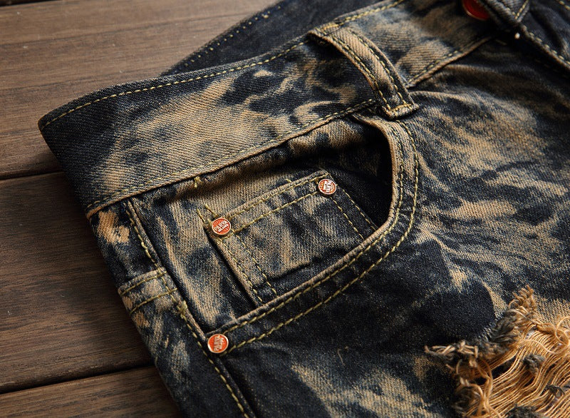 Bleach Ripped embroidery designer denim jeans