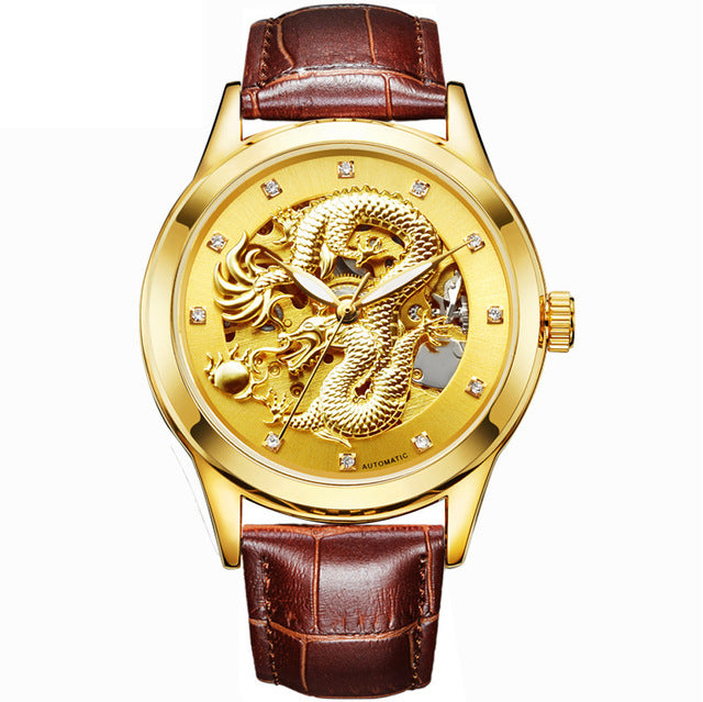 Golden dragon automatic watch