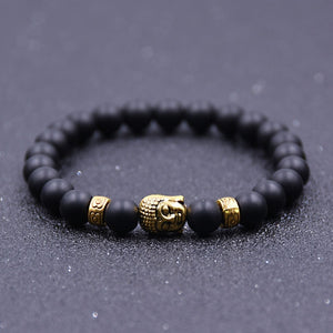 Iced out & dark bead Buddha bracelet