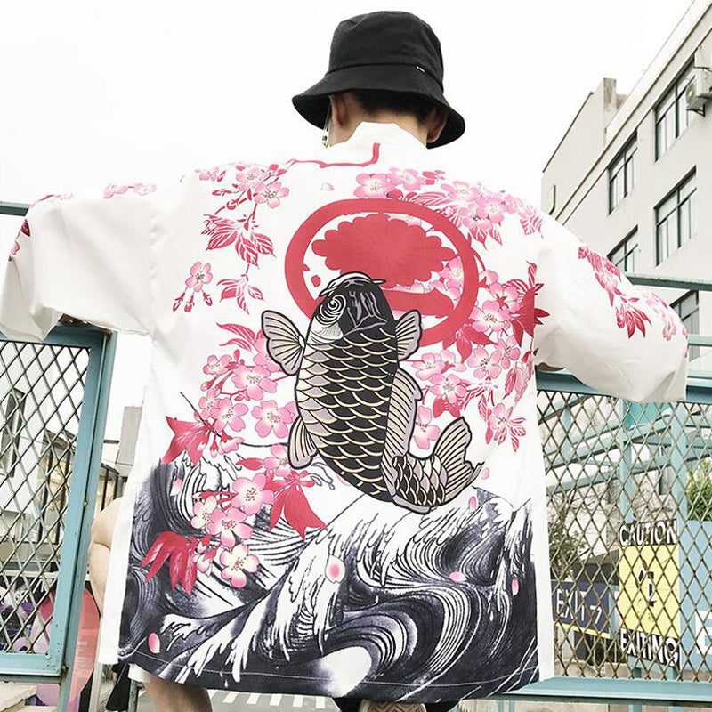Sakura fish Japanese kimono style T-shirt