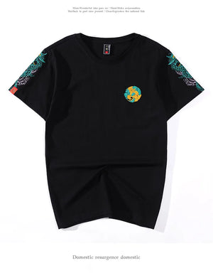 Jade dragon embroidery T-shirt