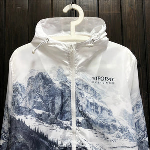 Snowy mountain range windbreaker