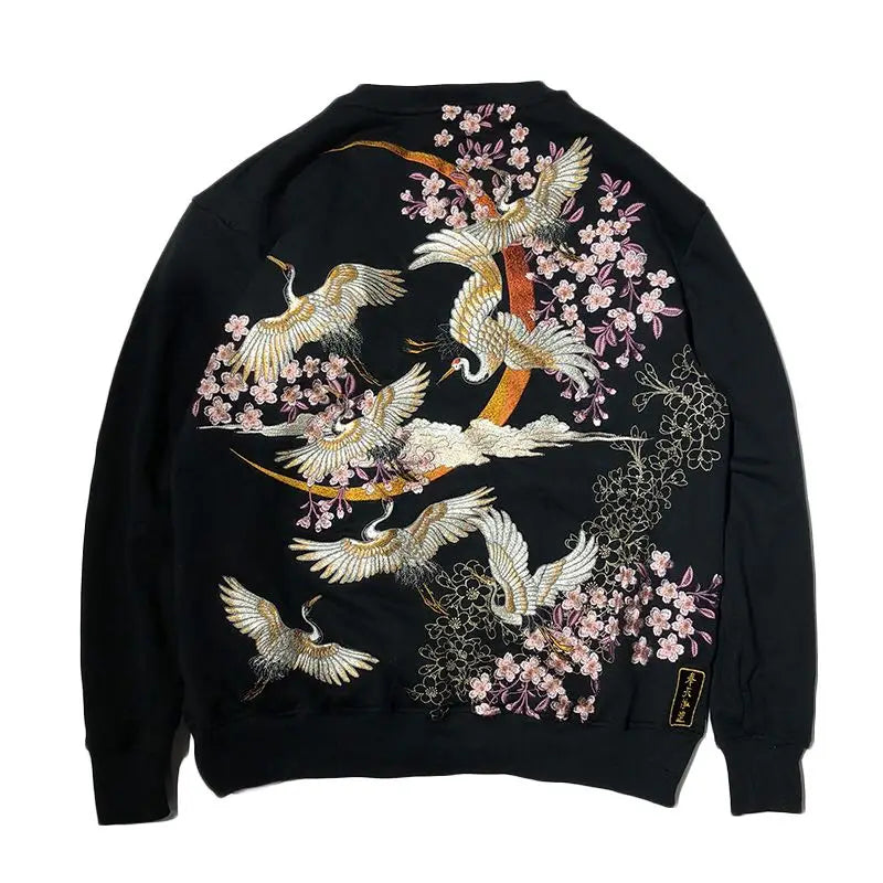 Hyper Premium embroidery crane sweatshirt