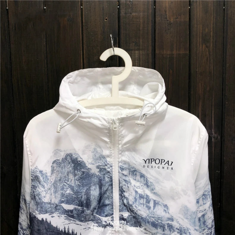 Snowy mountain range windbreaker