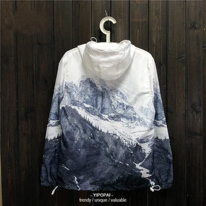 Snowy mountain range windbreaker