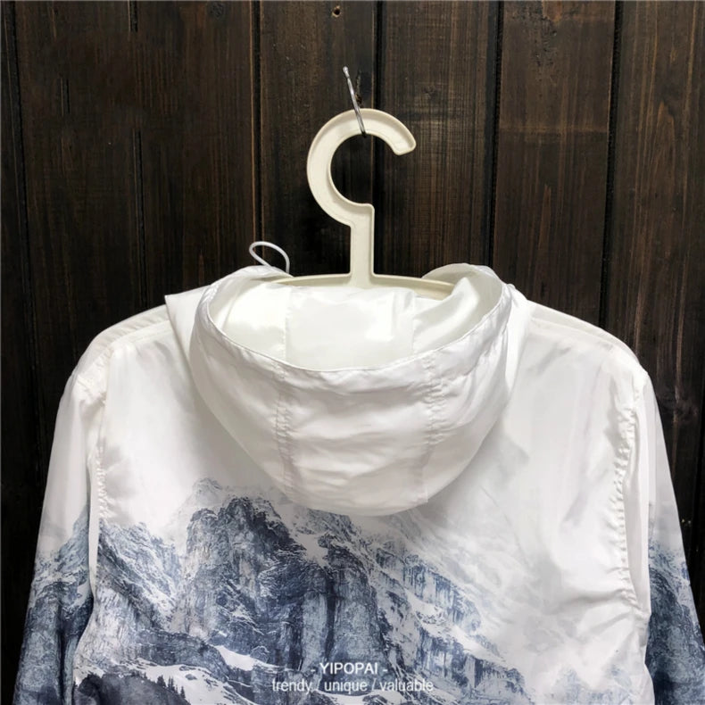 Snowy mountain range windbreaker