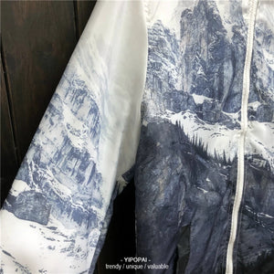 Snowy mountain range windbreaker