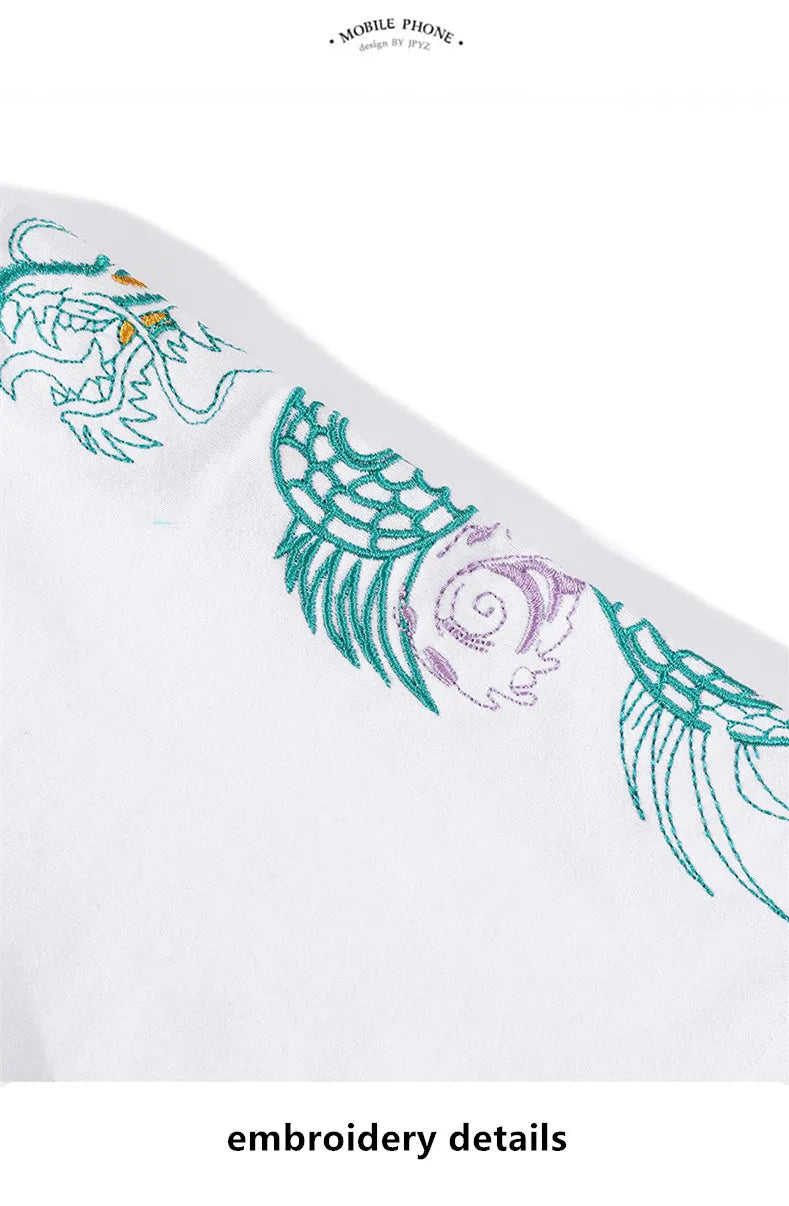 Jade dragon embroidery T-shirt