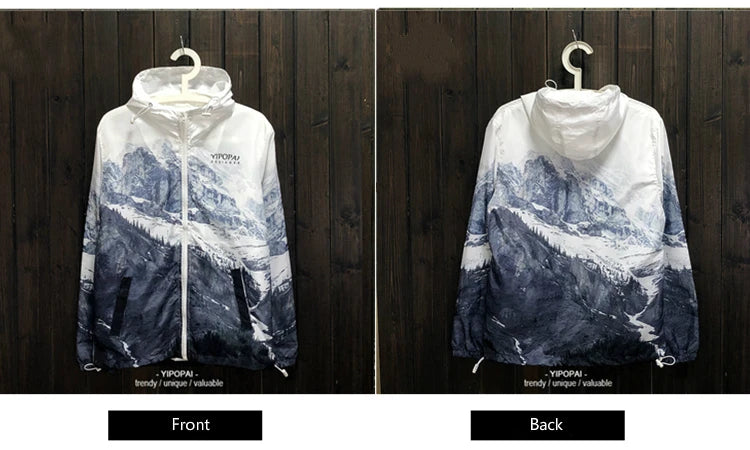 Snowy mountain range windbreaker