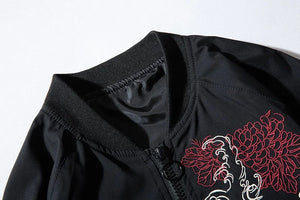 Dragon flame embroidery bomber jacket