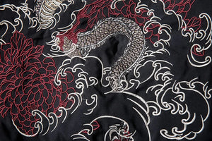 Dragon flame embroidery bomber jacket