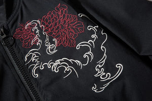 Dragon flame embroidery bomber jacket