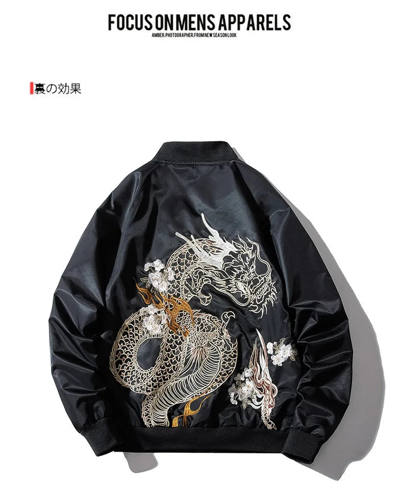 Dragon master embroidery bomber jacket