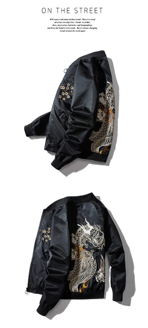 Dragon master embroidery bomber jacket