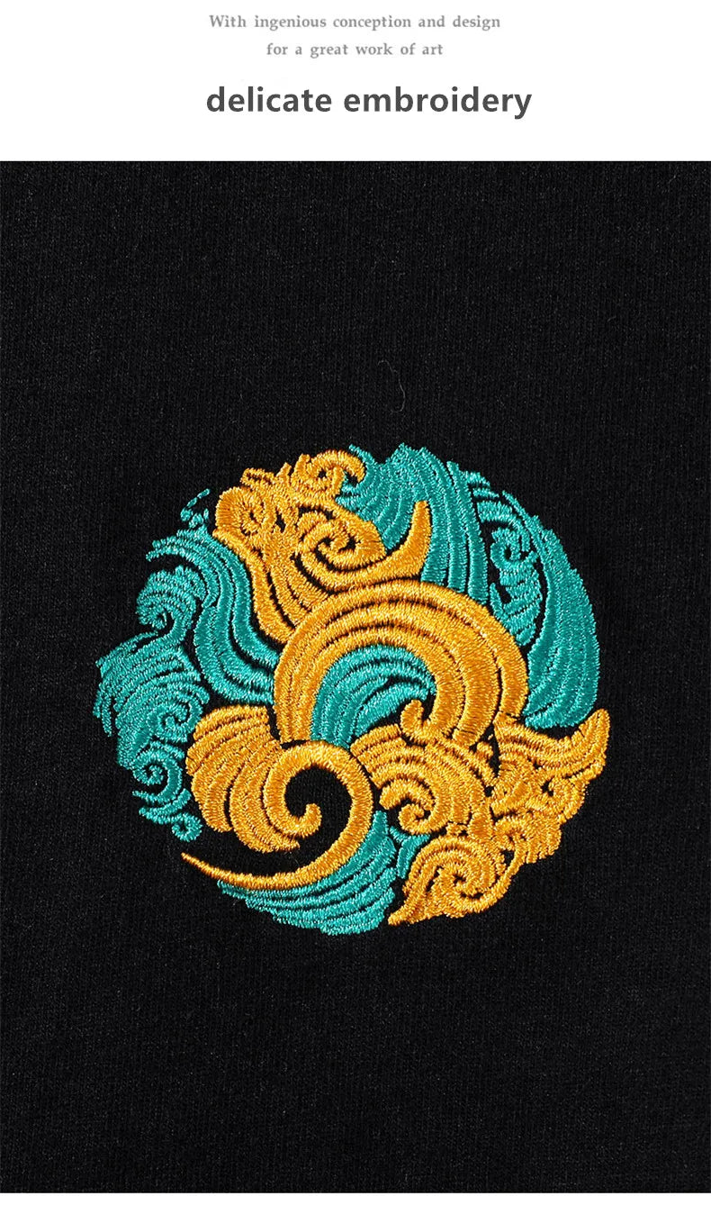 Jade dragon embroidery T-shirt