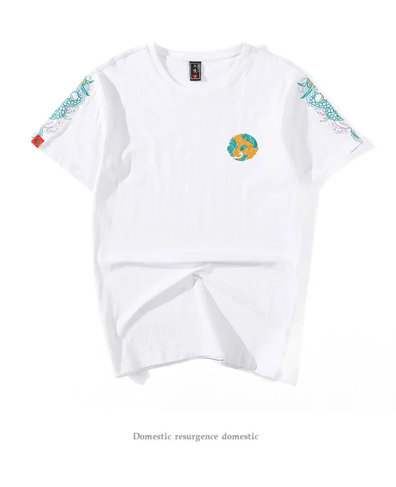 Jade dragon embroidery T-shirt