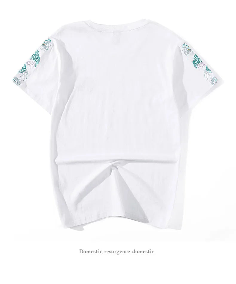 Jade dragon embroidery T-shirt