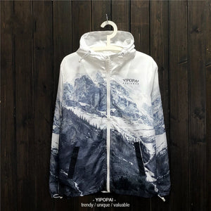 Snowy mountain range windbreaker