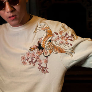 Hyper Premium embroidery crane sweatshirt