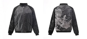 Hyper-premiums embroidery silver phoenix sukajan jacket