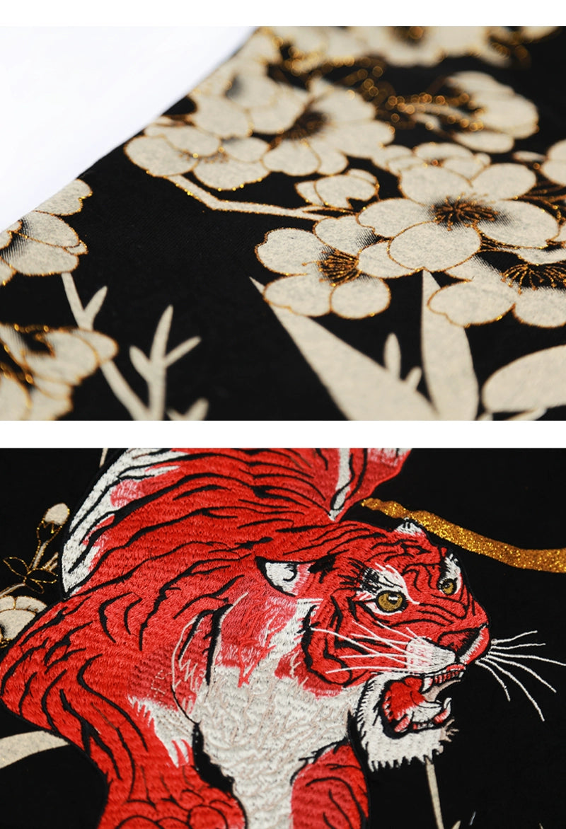 Hyper premium embroidery fiery tiger T-shirt