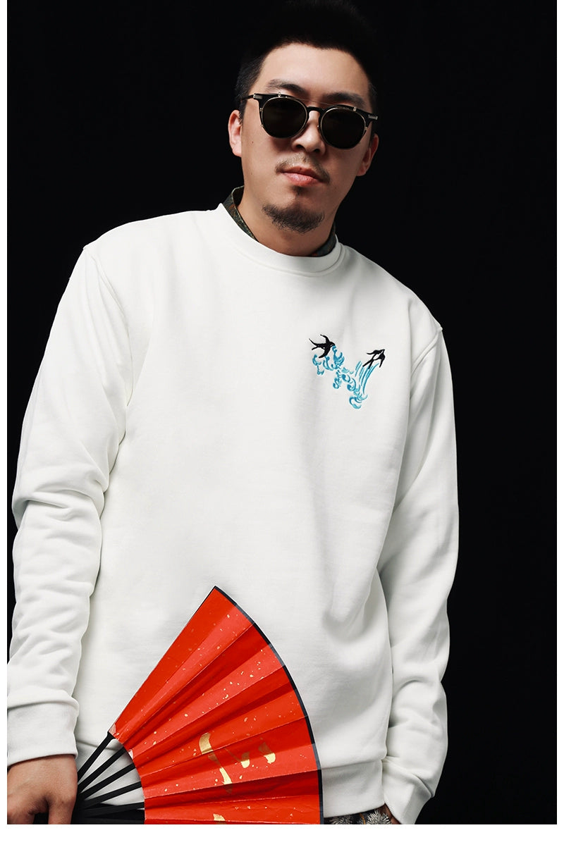 Hyper premium sunset whale waterfall embroidery sweatshirt