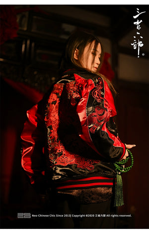 Hyper-premiums embroidery ruby dragon claw sukajan jacket