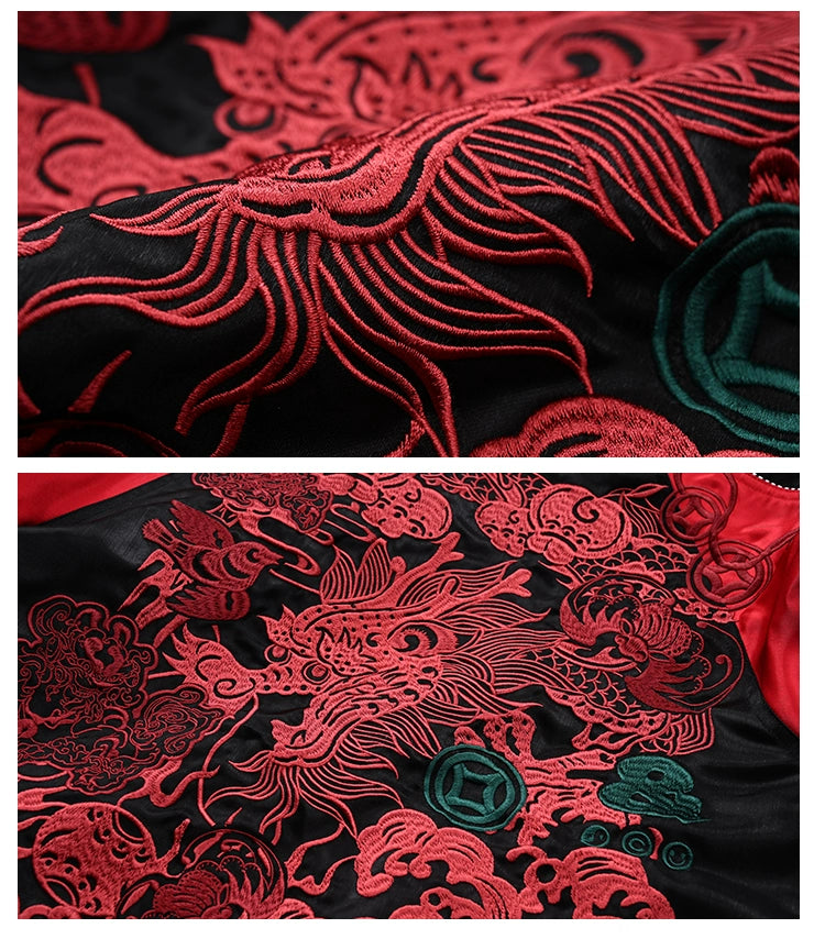 Hyper-premiums embroidery ruby dragon claw sukajan jacket