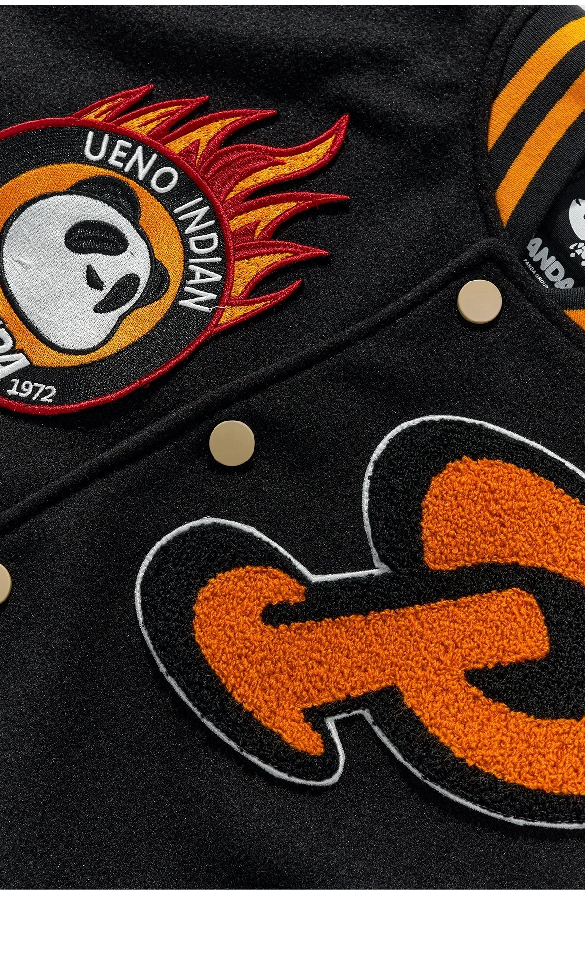 Panda P embroidery varsity baseball style jacket