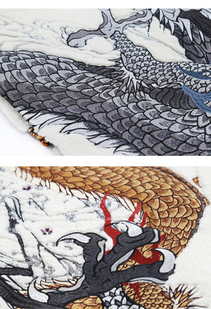 Hyper premium embroidery dragon beast cashmere/wool coat