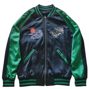 Premium vibrant green jungle tiger sukajan jacket