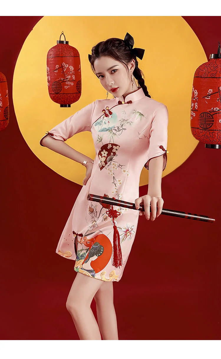 Women's floral sun cheongsam qipao