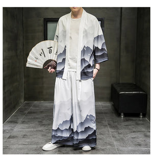 Baggy sansui kimono + bottoms set