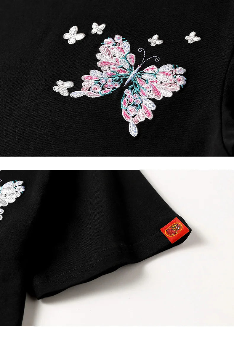 Embroidery butterflies T-shirt