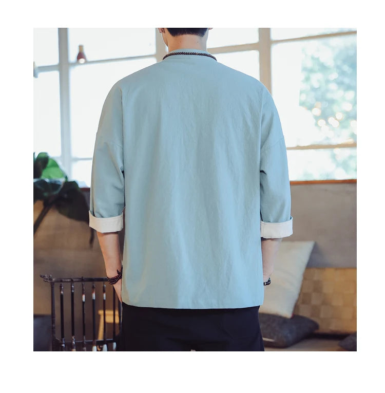 Hongmin solid Tang shirt