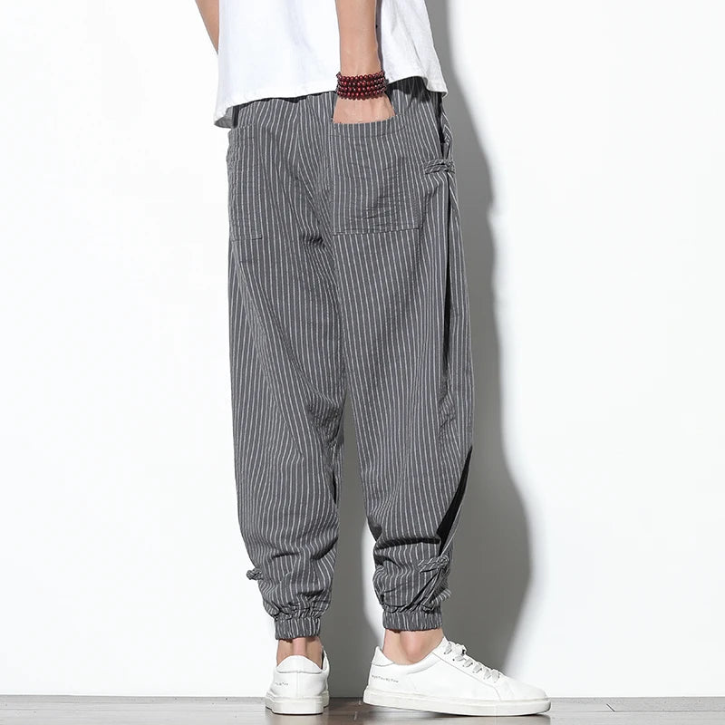 Simple and clean striped design harem pants