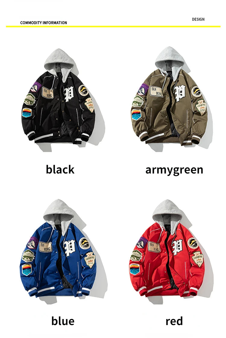 "Fanming" style varsity baseball jacket