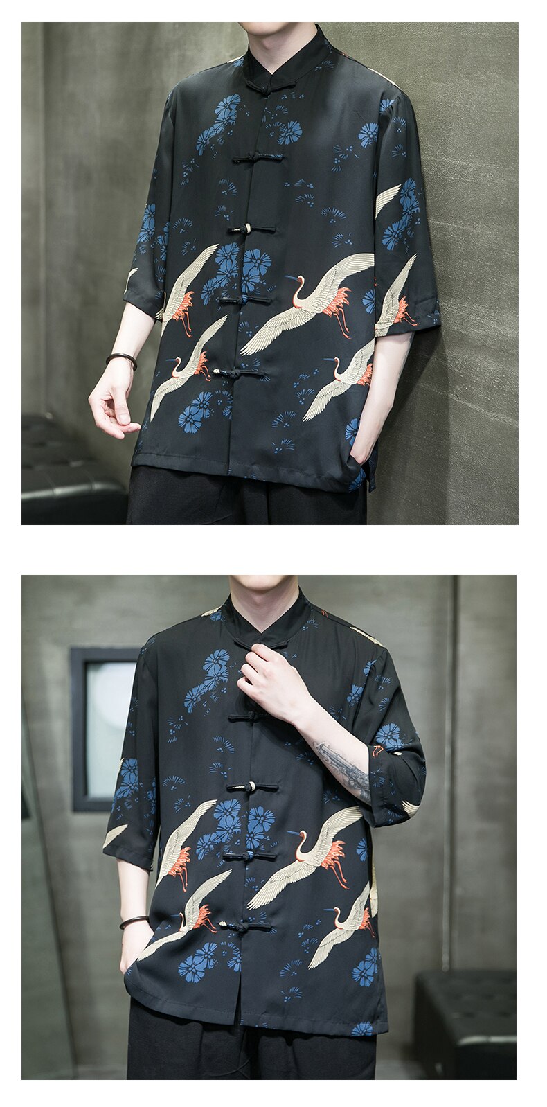 Vivid crane Tang shirt