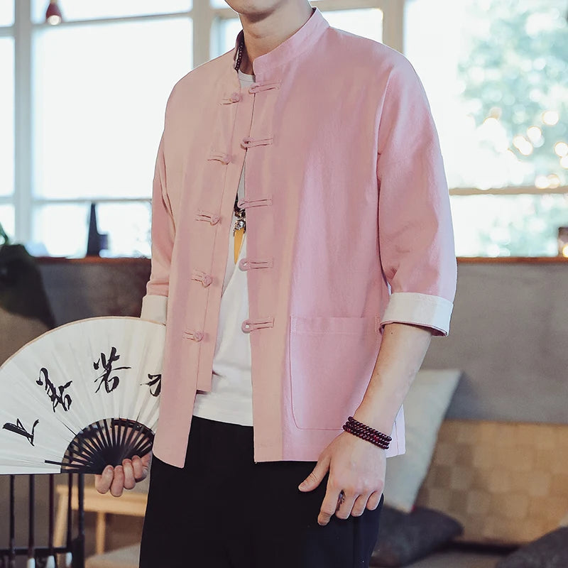 Hongmin solid Tang shirt