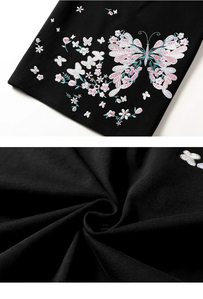 Embroidery butterflies T-shirt