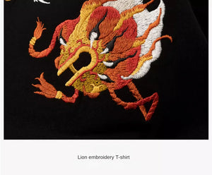 Lion head embroidery T-shirt