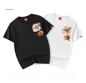 Lion head embroidery T-shirt