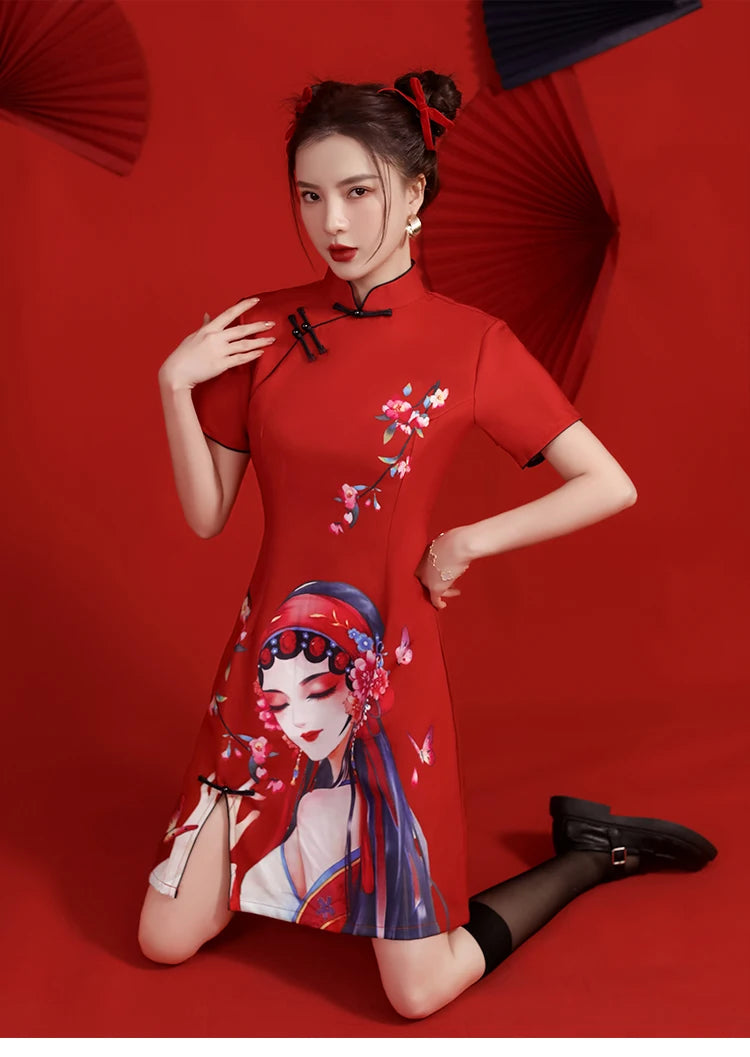 Elegant beauty cheongsam qipao dress