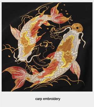 Twin carp embroidery T-shirt