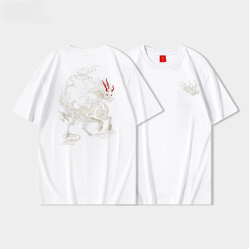 Embroidery shadow beast T-shirt