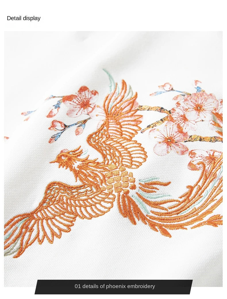 Embroidery sakura phoenix sweatshirt