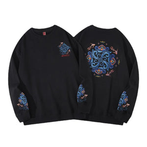 Embroidery miracle flower pattern sweatshirt