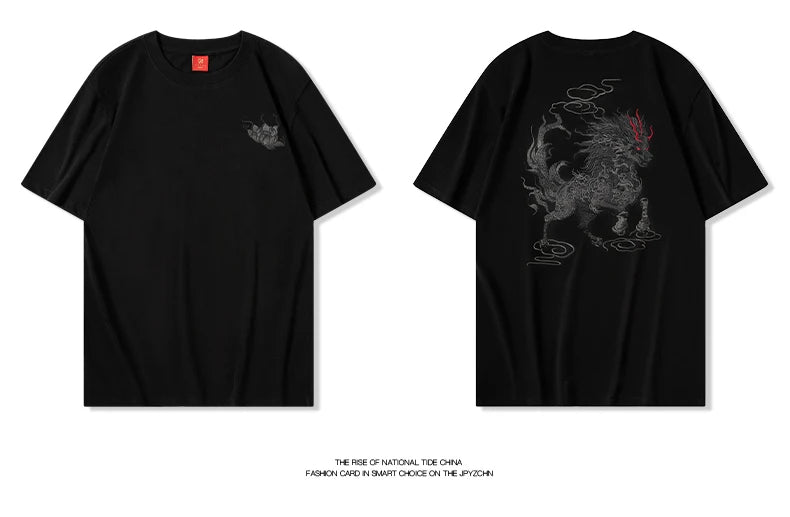 Embroidery shadow beast T-shirt