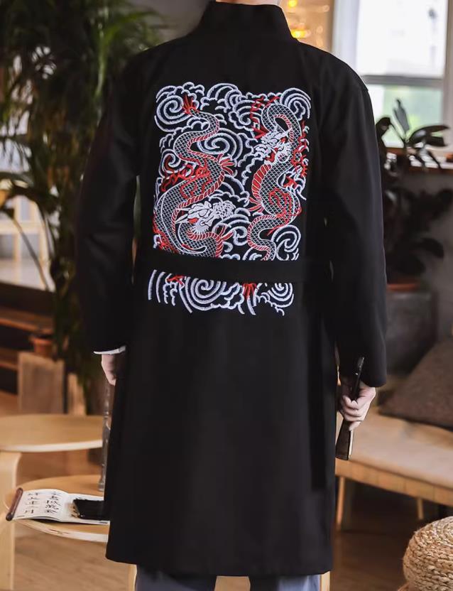 Dragon square embroidery long jacket