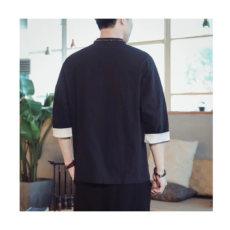 Hongmin solid Tang shirt